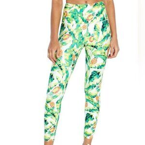 Wildfox Palm & Pineapple Print Leggings Soft Stretchy With Wide Band